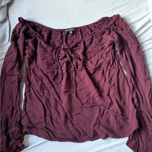 Kendall & Kylie Burgundy Off-Shoulder Top